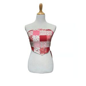 NWT Y2K inspired red patchwork scarf top 4 Small